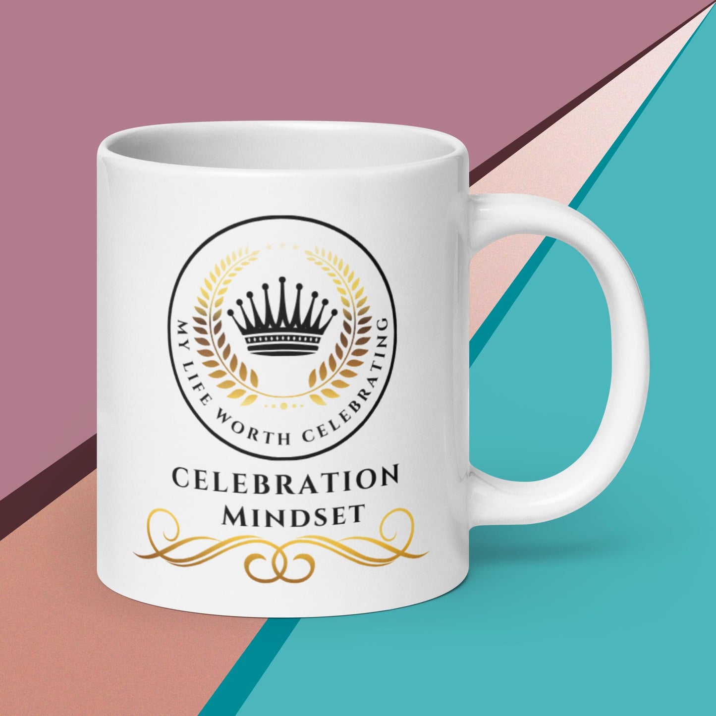 Celebration Mindset White glossy mug